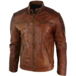 Cafe Racer Distressed Brown Leather Jacket