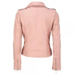 Womens Pink Biker Leather Jacket - Image 2