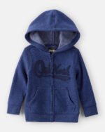 Toddler Boy Fleece Hooded Zip-Up Jacket - Navy