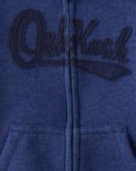 Toddler Boy Fleece Hooded Zip-Up Jacket - Navy - Image 3