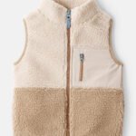 Toddler Boy Sherpa Sleeveless Vest - Tan