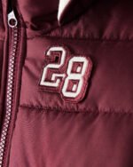 Toddler Striped Sleeves Hooded Puffer Jacket - Red - Image 3