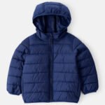 Toddler Packable Hooded Puffer Jacket - Navy Blue