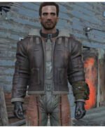 Kid's Fallout 4 Bomber Armor Genuine Leather Distressed Brown Jacket - Image 2