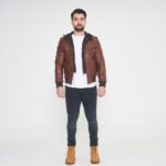 Wing Hooded Brown Bomber Leather JacketWing-Hooded-Jacket - Image 2
