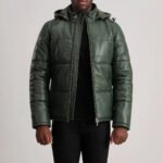 Travis Tan Leather Puffer Jacket