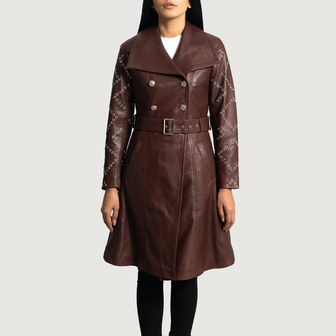 Women_Missoni_Maroon_Leather_Trench_Coat_With_Waistbelt_1_65a1452f-efbc-4a7e-a11d-5a499e15404d_1080x Missoni Maroon Leather Trench Coat - Image 1