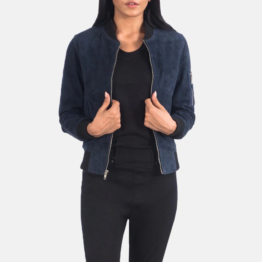 Women_s_Ava_Ma-1_Blue_Suede_Bomber_Jacket-2_4eb983b2-ebfa-43b4-a372-31f025abb557_1080x Ava Ma-1 Black Leather Bomber Jacket - Image 1