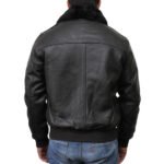 Men's Leather Jacket Artificial Fur Bomber FS4 - Image 2