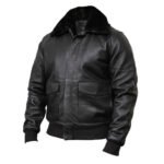 Men's Leather Jacket Artificial Fur Bomber FS4 - Image 3
