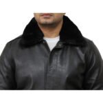 Men's Leather Jacket Artificial Fur Bomber FS4 - Image 5