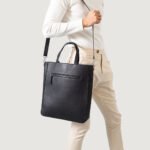The Poet Black Leather Tote Bag - Image 5