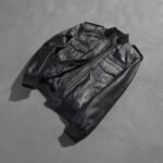 Agent Shadow Black Leather Bomber Jacket - Image 8