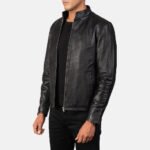 Alex Black Leather Biker Jacket - Image 2