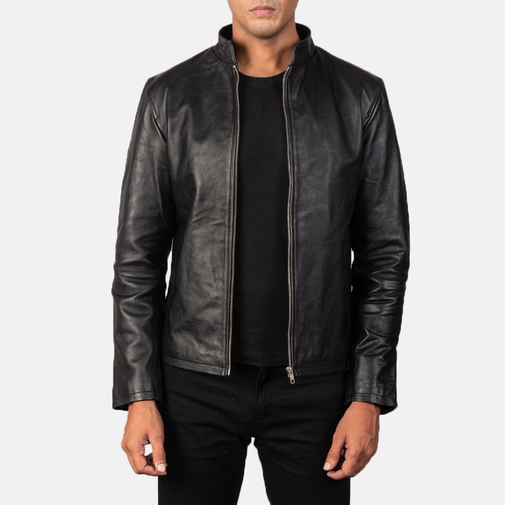 Alex Black Leather Biker Jacket - Image 1