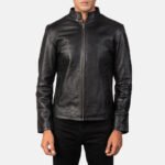 Alex Black Leather Biker Jacket - Image 3