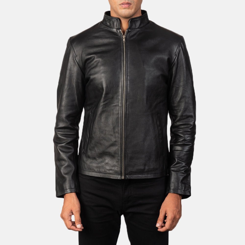 Alex Black Leather Biker Jacket - Image 3