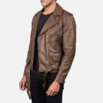 Allaric Alley Mocha Leather Biker Jacket - Image 2