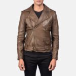 Allaric Alley Mocha Leather Biker Jacket - Image 3