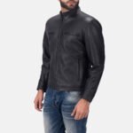 Austere Matte Black Leather Biker Jacket - Image 2