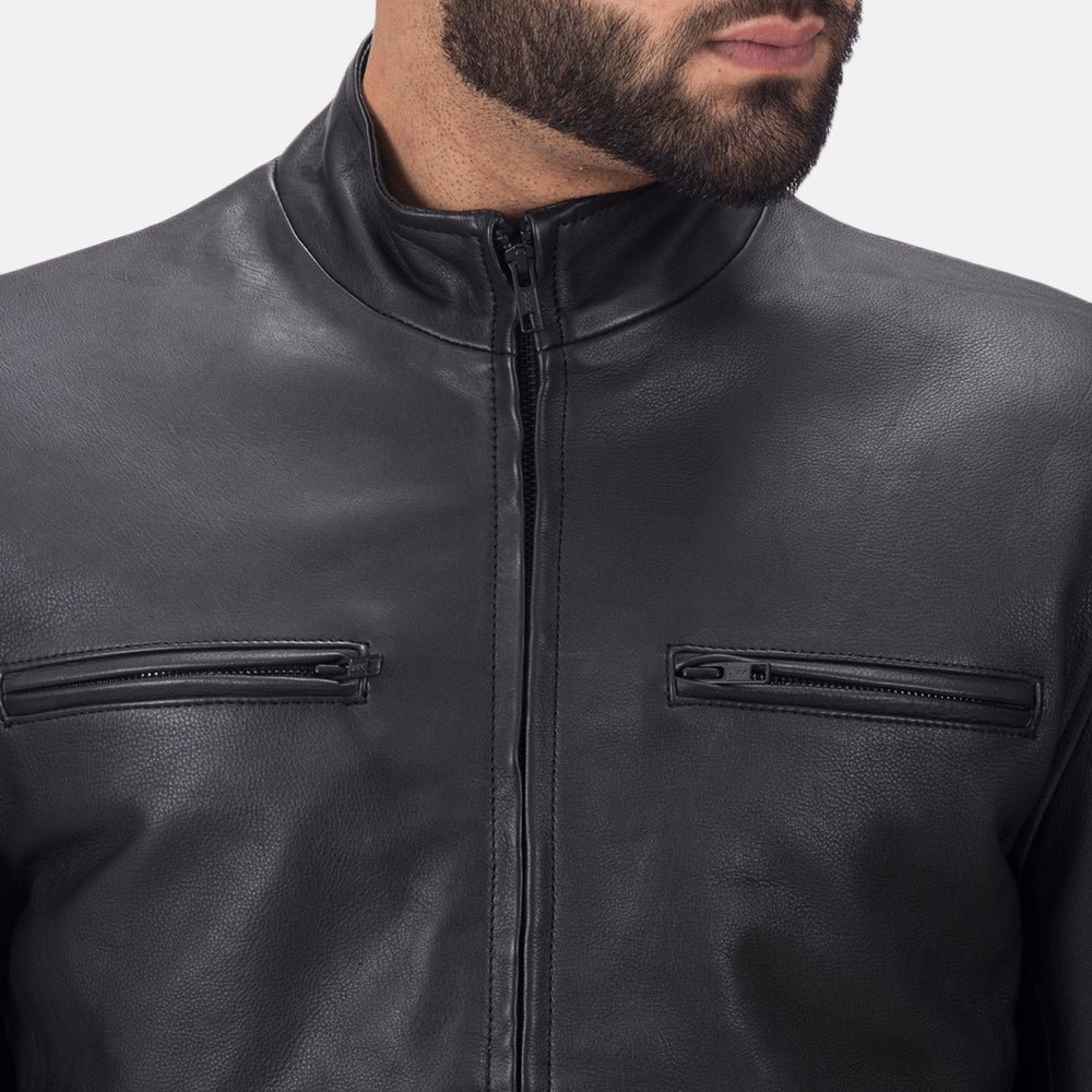 Austere Matte Black Leather Biker Jacket - Image 4