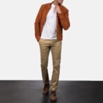 Blain Brown Suede Bomber Jacket - Image 4