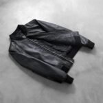 Bliss Black Leather Bomber Jacket - Image 8
