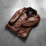 Cinnamon Distressed Leather Fur Coat - Image 7