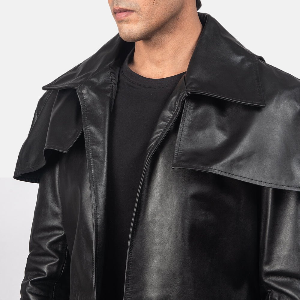 Classic Black Leather Duster - Image 4