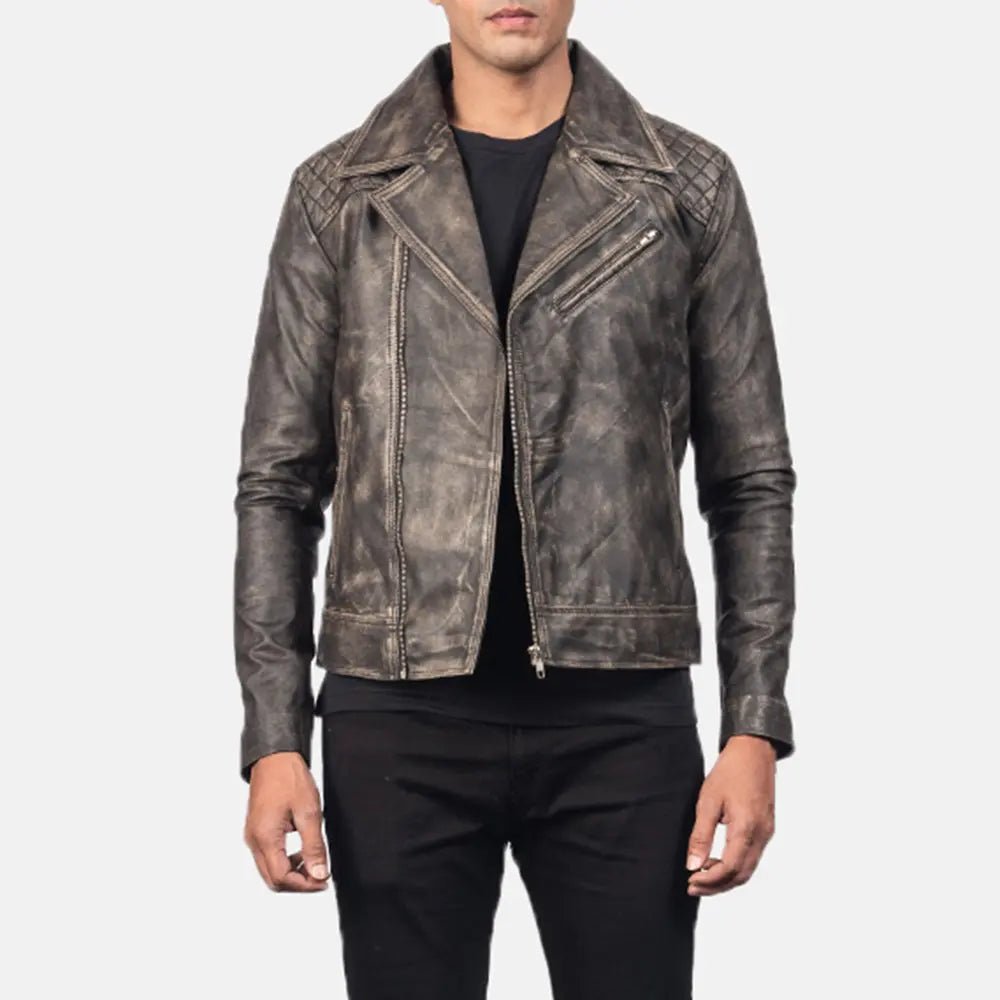 Danny Quilted Brown Leather Biker Jacket - Image 4