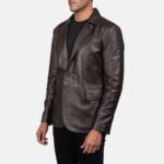 Daron Brown Leather Blazer - Image 2