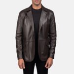 Daron Brown Leather Blazer - Image 4