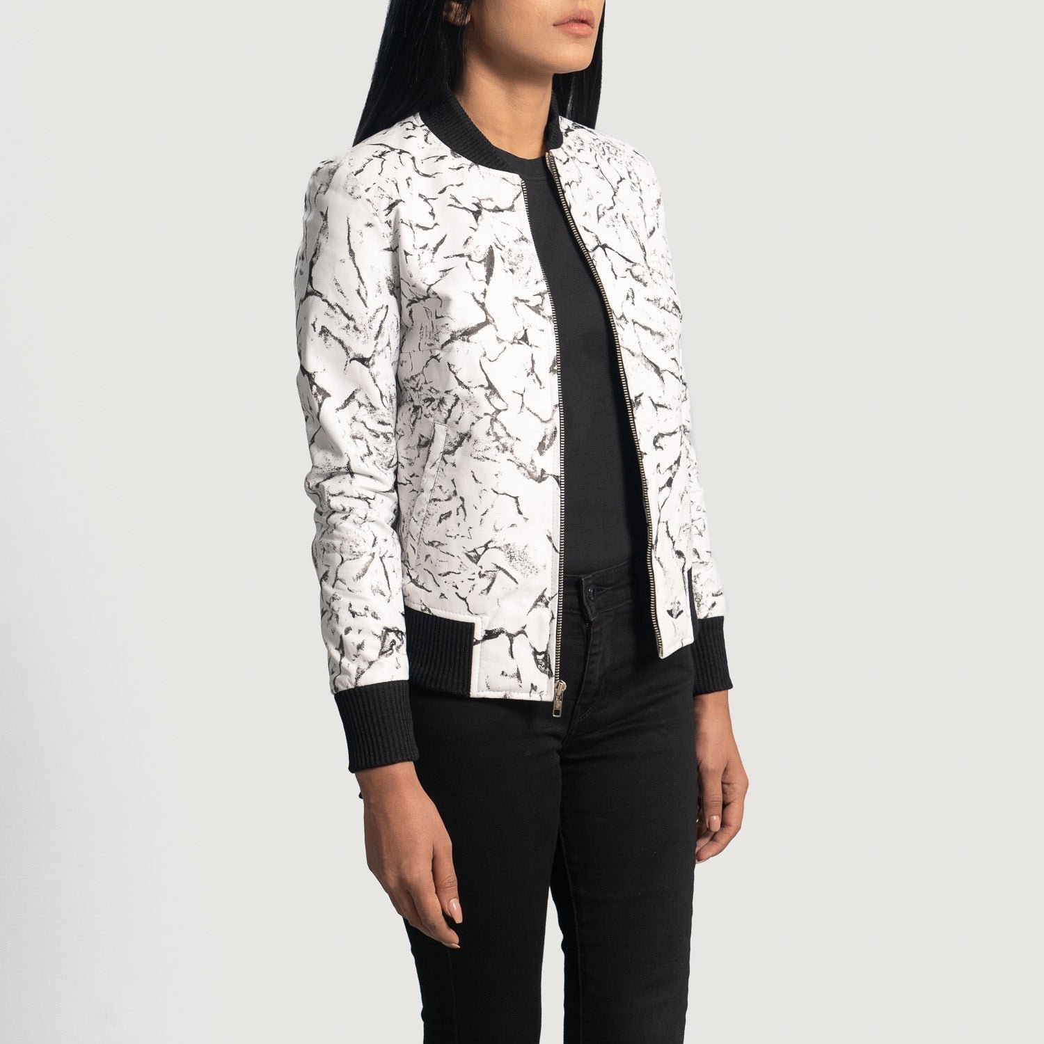 Donna Blake White Leather Bomber Jacket - Image 2