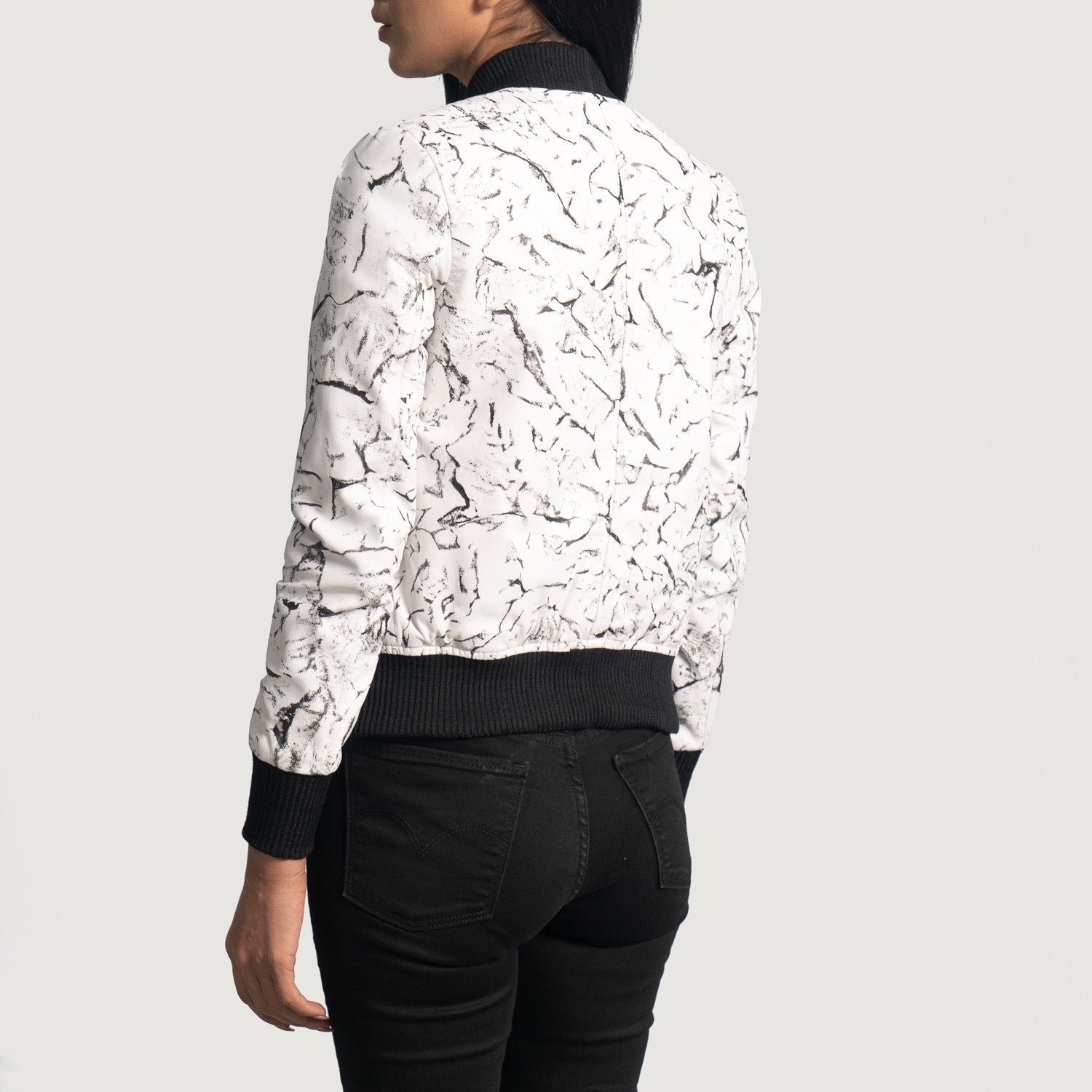 Donna Blake White Leather Bomber Jacket - Image 6