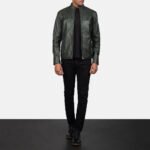 Ionic Green Leather Biker Jacket - Image 4
