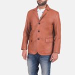 James Tan Brown Leather Blazer - Image 2