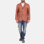 James Tan Brown Leather Blazer - Image 5