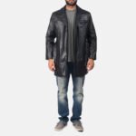 Jordan Black Leather Coat - Image 3