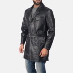 Jordan Black Leather Coat - Image 2
