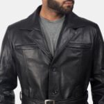 Jordan Black Leather Coat - Image 6