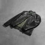 Lavendard Green Leather Biker Jacket - Image 7