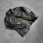 Lavendard Green Leather Biker Jacket - Image 8
