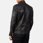Mack Black Leather Biker Jacket - Image 5