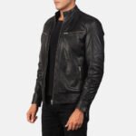 Mack Black Leather Biker Jacket - Image 2
