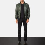 Shane Green Leather Bomber Jacket - Image 4