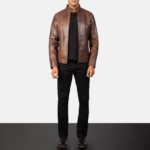Alex Brown Leather Biker Jacket - Image 3