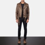 Allaric Alley Mocha Leather Biker Jacket - Image 4