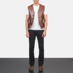 Auden Brown Leather Vest - Image 3