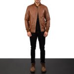 Bomia Ma-1 Brown Leather Bomber Jacket - Image 3