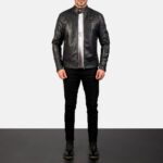 Dean Black Leather Biker Jacket - Image 3